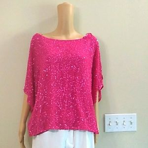 Hot pink women's sequin top